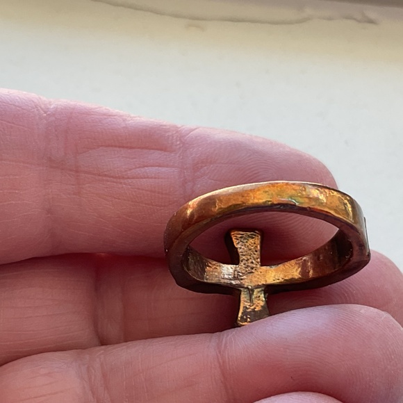 Vintage Cross Ring Crystal Copper size 8.25 - Picture 12 of 15
